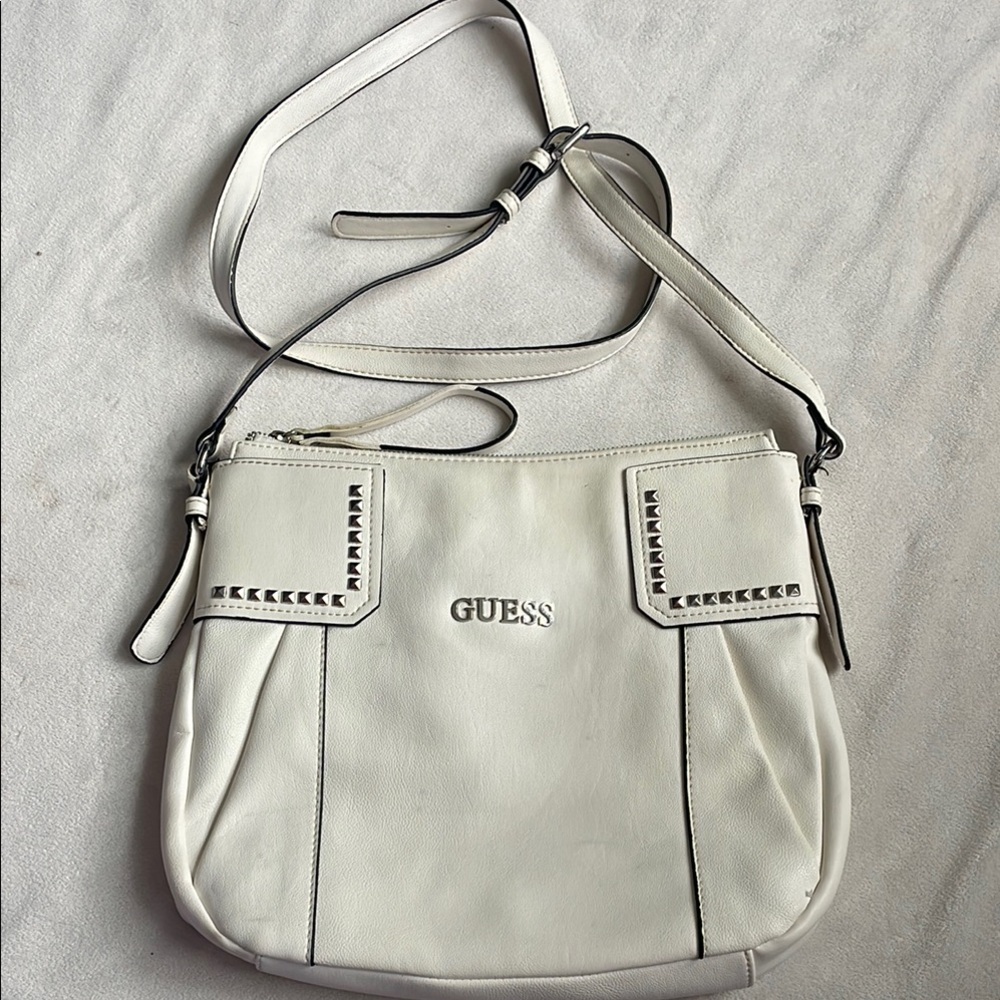 Guess White Leather Purse